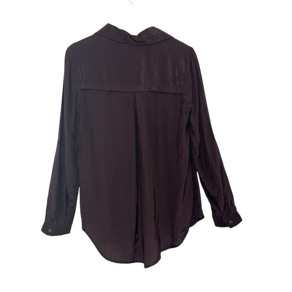 Beach lunch lounge Anthropologie Kimberly Top Women Shirt Small Brown Buttons - Picture 2 of 10